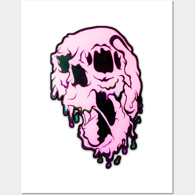 Pink Melting Skull Wall Art by LadyMayDesigns